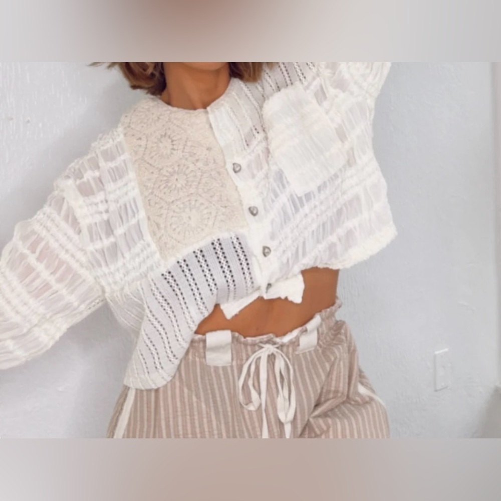 White Textured Women's Top - Picture 5 of 8